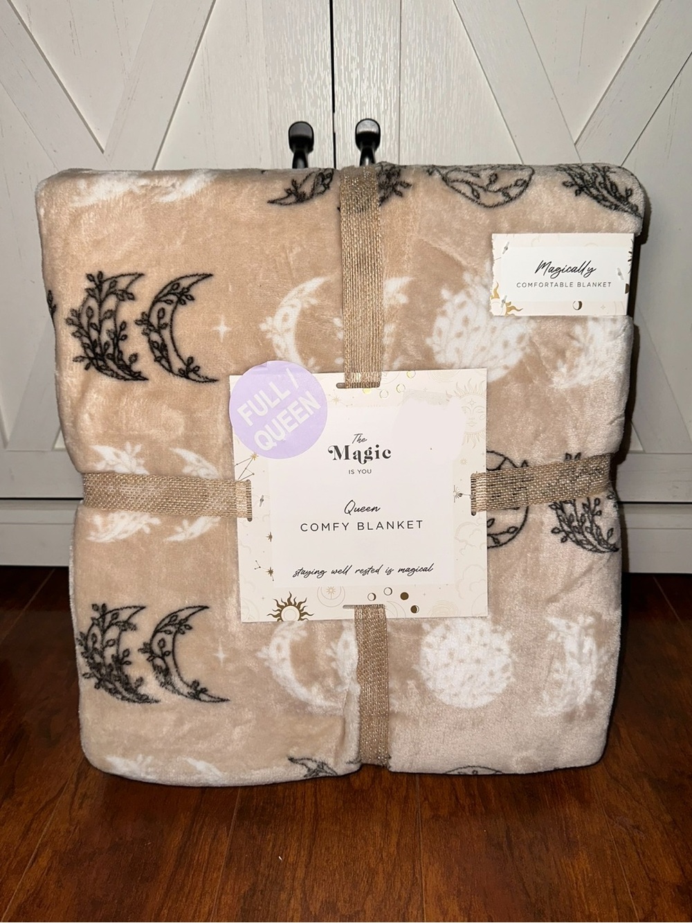 Magic Moon & Star Floral Queen Plush Throw Blanket